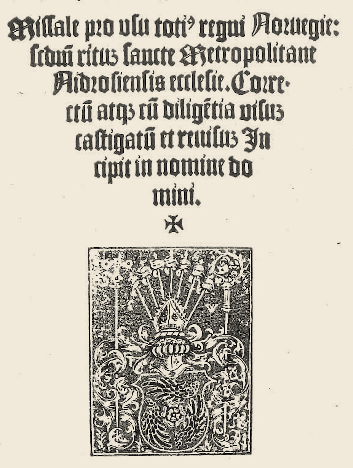 Missale Nidrosiense, tittelblad