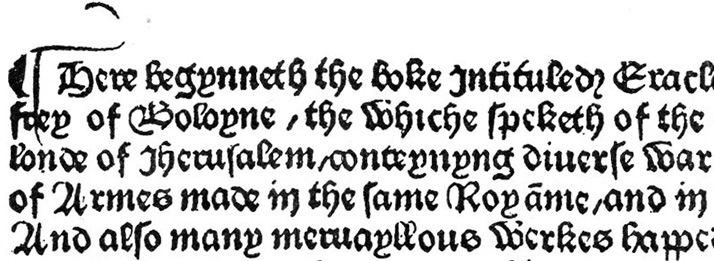 William Caxtons typer, trykt 1481.