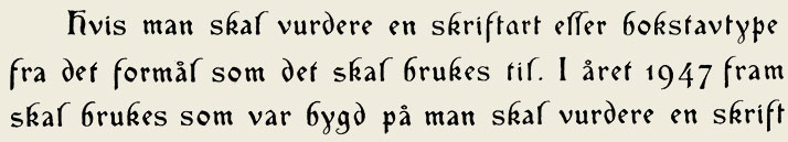 Prøvetrykk av Fabritius-skriften, trolig 1952.