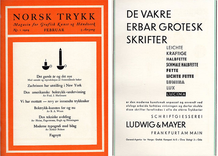 Omslag for Norsk trykk og annonse for Erbar grotesk