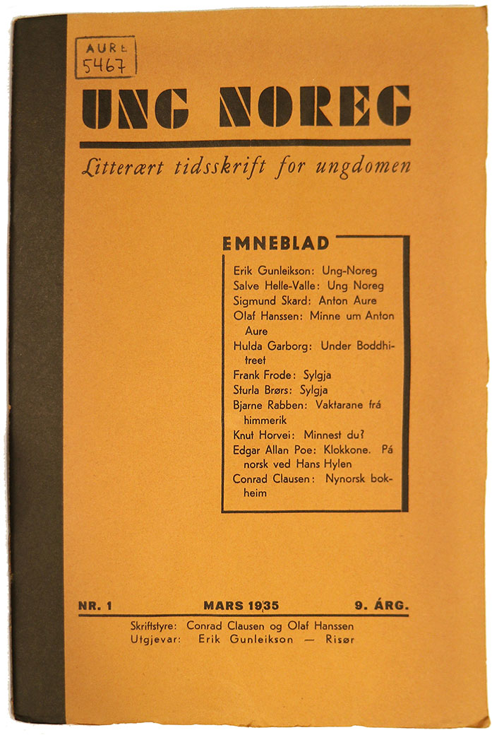Omslaget til Ung Noreg 1935, nr. 1