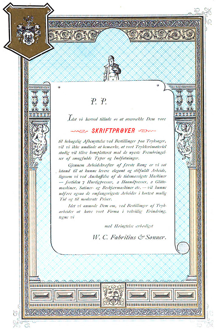 Fabritius' bidrag i Printers International Specimen Exchange 1888 Vol 9